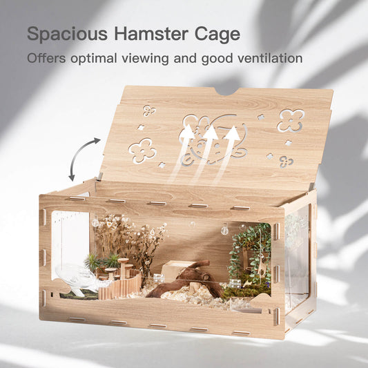 MEWOOFUN Large Hamster Cage Wooden Hamster Cage for Golden Hamster